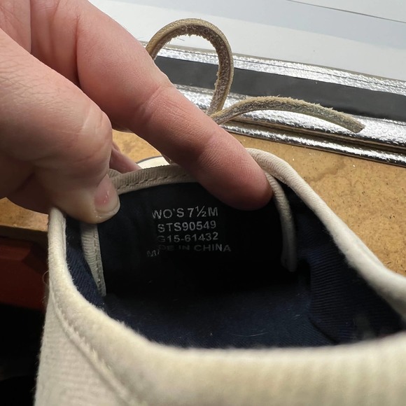 Sperry Sneakers Lace Up Shoes Cream Tan Loafer Boat Shoes Women's 7.5 M - Picture 8 of 9